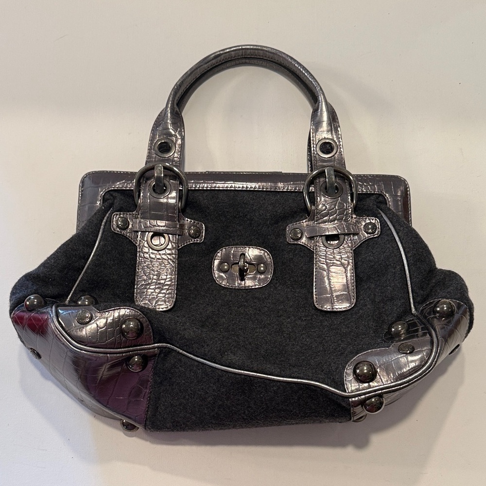 Stuart Weitzman Black and Silver Satchel